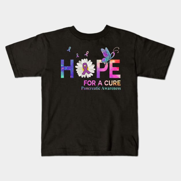 Hope For A Cure  Butterfly Flower Pancreatic cancer Kids T-Shirt by HomerNewbergereq